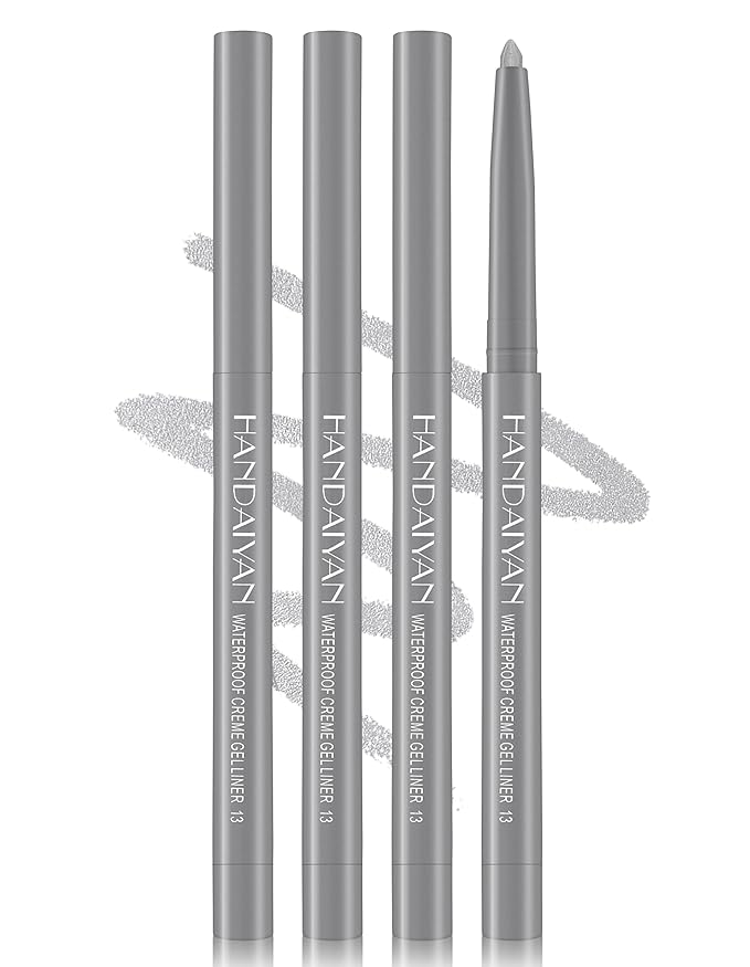 4PCS Shimmer Silver Pencil, Eye Liner Pencils, Waterproof Eyeliner Pencil & Smudge Proof Long-lasting, Eye Shadow, High-Pigmented Colorful, Retractable