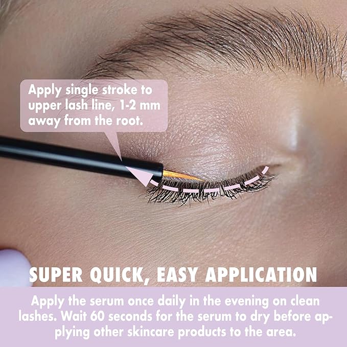 | Eyelash Growth Serum | Natural Lash Enhancer for Longer, Thicker Healthier Lashes | Gentle Effective Lash Growth Serum | Oil Free Lash Booster 3ml
