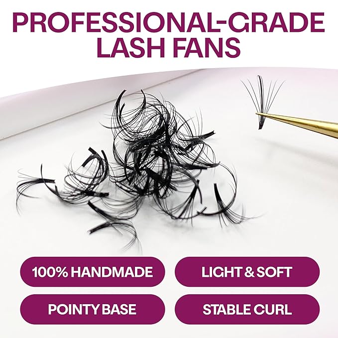 500 Wispy Promade Fans - 5D 7D 9D, C CC D Curl, 0.05-0.07mm Thickness, 9-16mm Length - Wispy Lashes Handmade Premade Lash Fans Loose Spike Premade Fans Eyelash Extensions (7D-0.07-C 15mm)