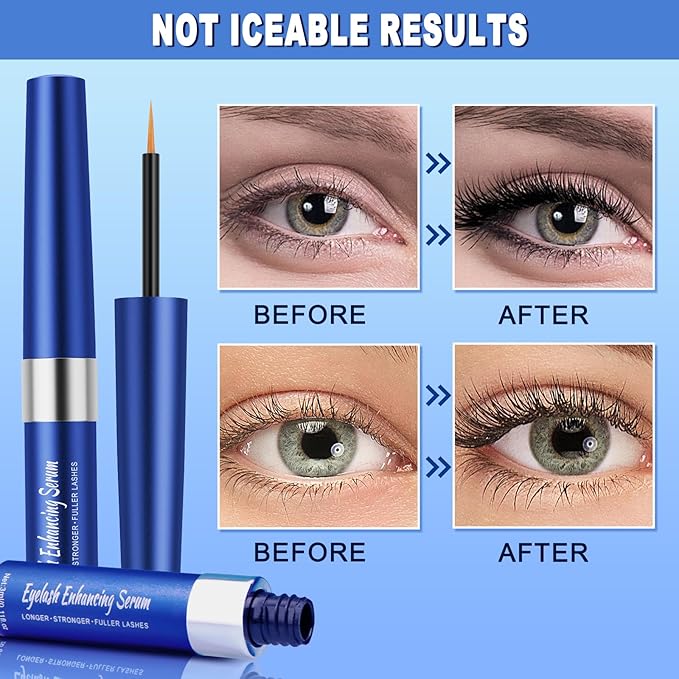Lash Serum, Rapid Eyelash Growth Serum, Eyelash Serum for Eyelash Growth Thickness, Stronger, Healthier Lashes & Brows, Longer, Fuller, and Thicker Lashes, Vegan & Cruelty-Free (Dark Blue 3ML)