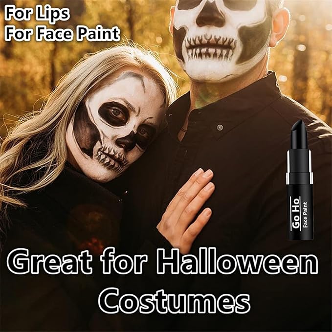Go Ho Makeup Clown Black Cream-Blendable Stick - Face Body Paint for Professional SFX, Cosplay Costume - Safe Facepaint, Nose & Lip Smacking, Eye Black for Football, Sports, Halloween