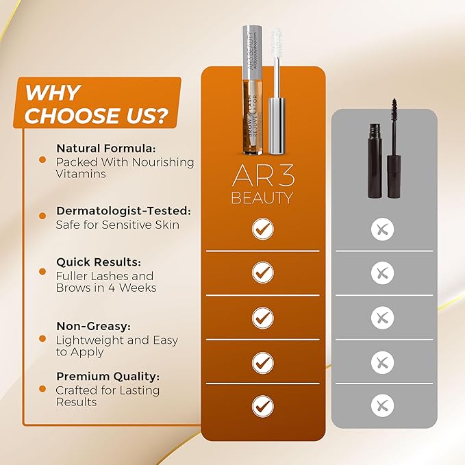Brow & Lash Rejuvenator. Ar3 Beauty Lash Serum, Ar3 Beauty eyelash growth serum, Serum which grows eyelashes.