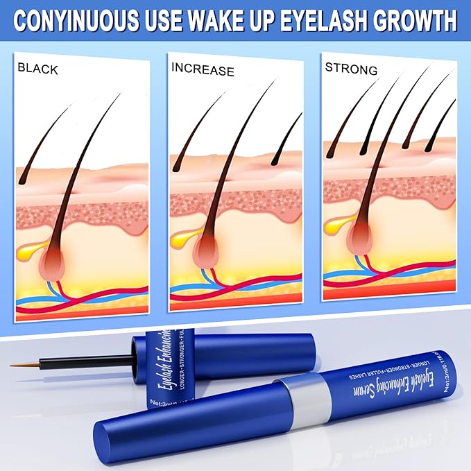 Lash Serum, Rapid Eyelash Growth Serum, Eyelash Serum for Eyelash Growth Thickness, Stronger, Healthier Lashes & Brows, Longer, Fuller, and Thicker Lashes, Vegan & Cruelty-Free (Dark Blue 3ML)