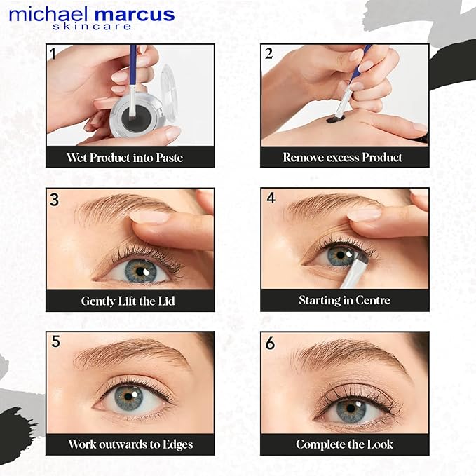 michael marcus Makeup Cake Eye Liner (Kohl) - Water Activated Dry Pressed, Long-Lasting, Vibrant Color & Smudge Resistant Eyeliner - Cruelty & Paraben Free - For Beginner & Pro Makeup Artist