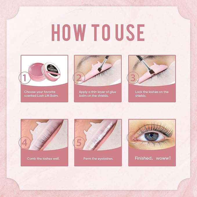 PERMANIA Lash Lift Balm Glue, New Eyelash Lifting Adhesive,0.35oz/10g Lash Lift Glue Strong Viscosity and Water Solubility for Lash Perm Kit (Rose)