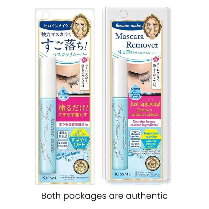 HEROINE MAKE by KISSME Trio Set, 3 Full-Size, Waterproof Volumizing Mascara Black,Long-lasting + Smooth Liquid Black Eyeliner, Smudge-free + Gentle Eye Makeup Remover for Waterproof Mascara