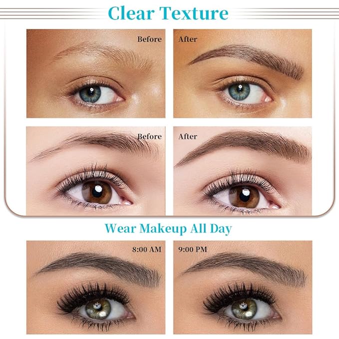 Magic Eyebrow Pencil, 3D 4 Tipped Precise Brow Pen Upgraded Waterproof Microblading Eyebrow Pencil Contouring Pen Natural Makeup Effect (B-Gray)