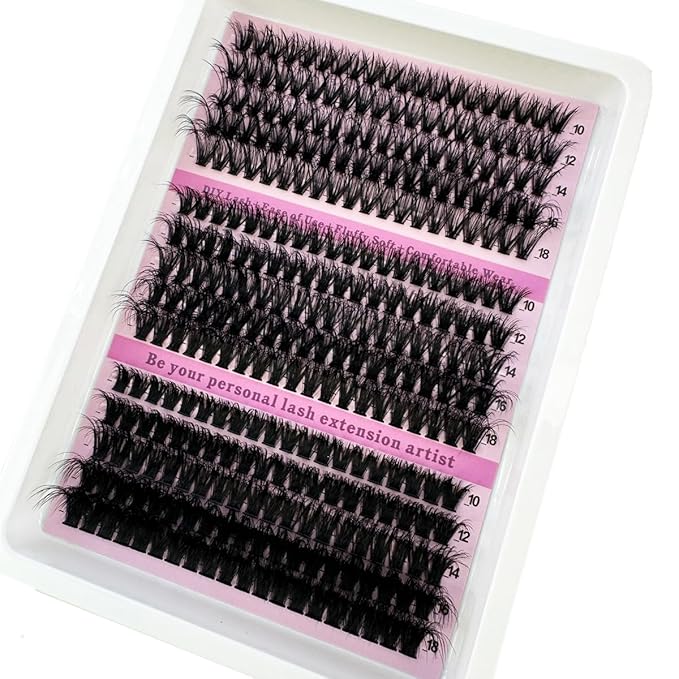 HBZGTLAD Fluffy Cluster Lashes 40D60D80D100D120D Natural Thick Eyelash Clusters D Curl Individual Lashes DIY Eyelashes Extension (15Rows 40+60+80D)