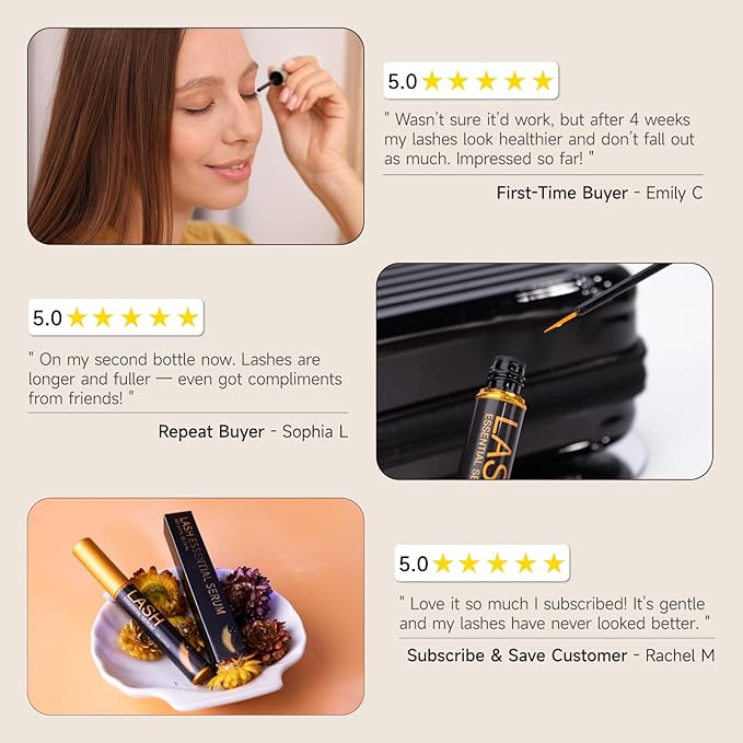 Eyelash Serum for Longer, Thicker Lashes - Enhances Natural Lashes, Extensions & Brows - 1 Pack