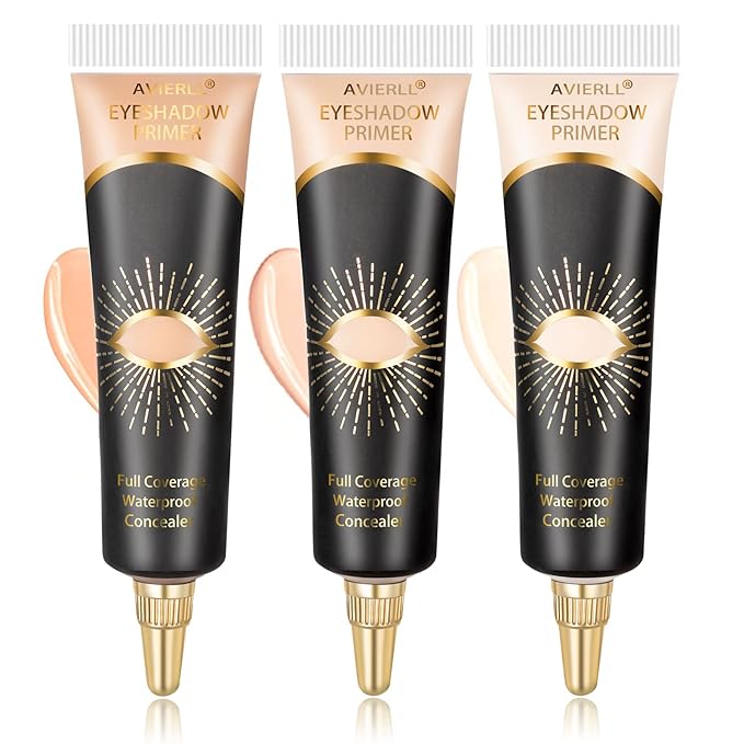 Eyeshadow Primer-3Pens Eye Primer,Makeup Primer Long Lasting Cream Eyeshadow Base,Primer Face Makeup,Full Coverage Waterproof Concealer 3 Colors -0.40 fl oz (IVORY+MEDIUM+WHEAT)