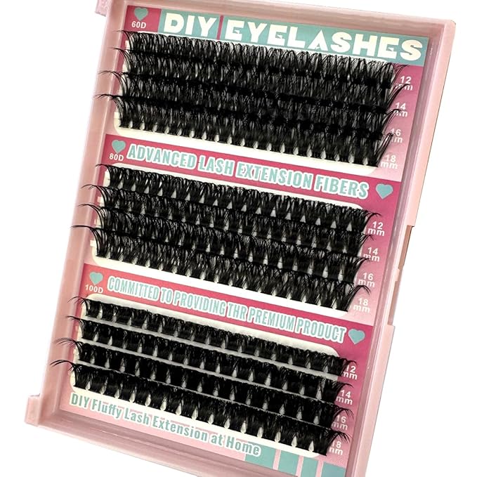 HBZGTLAD Fluffy Cluster Lashes 40D60D80D100D120D Natural Thick Eyelash Clusters D Curl Individual Lashes DIY Eyelashes Extension (216pcs 60D+80D+100D)
