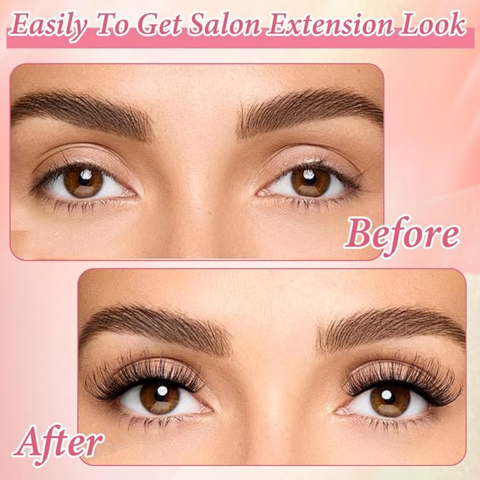 Natural Look Magnetic Eyelashes Kit 2 Pairs Double Sided Reusable Soft Magnetic Lashes with Applicator Mirror No Glue No Eyeliner Easy to Wear Remove Eyelash Applicator Tool Kit