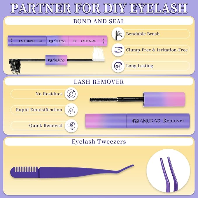ANURAG Lash Clusters Kit 120PCS - 9-17mm Fairy Manga Anime Eyelash Extensions, Ultra-Thin Black Band Individual Fake Lashes for Natural Look Lash Clusters & Daily Makeup Clusters Set