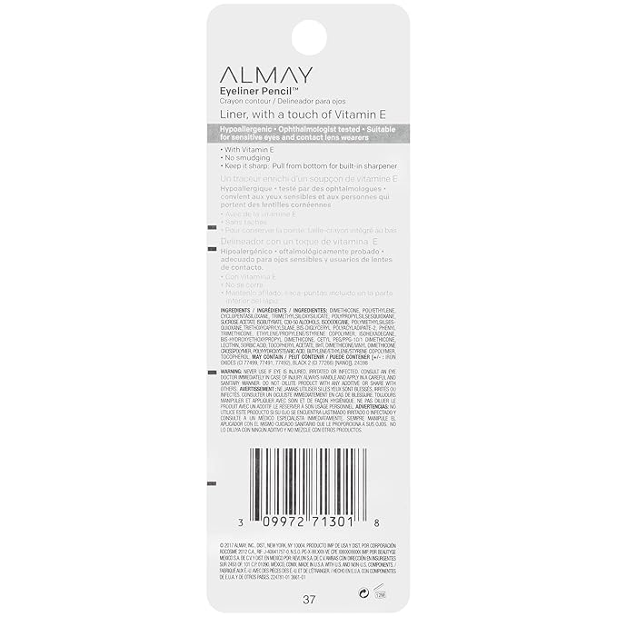 Almay All-Day Eyeliner Pencil, Hypoallergenic, Cruelty-Free, Smudge-Proof, Ophthalmologist Tested, Long Wearing and Water Resistant, 209 Black Raisin, 0.01 oz