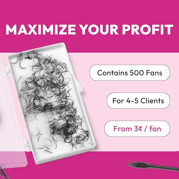 500 Wispy Promade Fans - 9D 0.05 Size 15mm Curl D - Natural Wispy Lashes Loose Premade Lash Fans for Eyelash Extensions Handmade Pre Made Eyelashes for Spiky, Volume, Natural Look