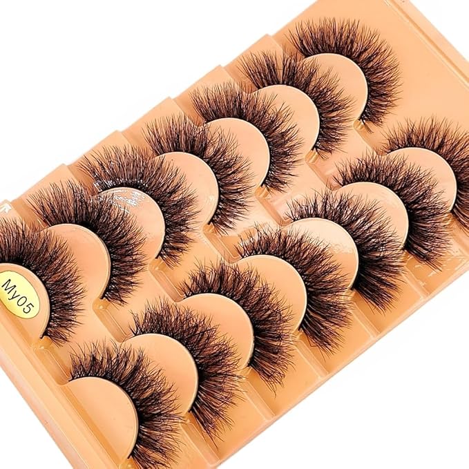 HBZGTLAD NEW 7pairs Cat eye Eyelashes 3D Natural False Lashes 5d Fluffy Soft Cross Manga Lashes Wispy Natural Eyelash Extension Makeup (MY-05)