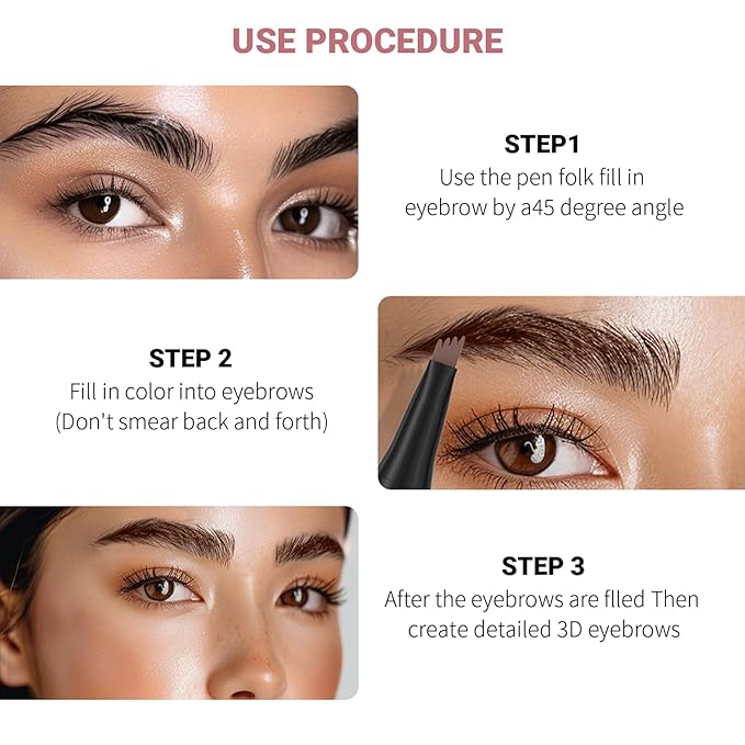 QIC 3D Waterproof Microblading Eyebrow Tattoo Pencil 4 Fork Tip,Microblading Eyebrow Pen Magic Eyebrow Pencil Microblade Eyebrow Pencil with Micro-Fork Tip (Dark Brown)