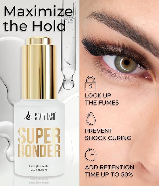 Super Bonder for Lash Extensions by Stacy Lash/Locks Eyelash Glue Fumes/Lash Extension Primer Complement/Lash Bonder for Mink Individual Lashes/Eyelash Extension Supplies