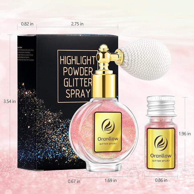 Pink Body Glitter Spray - Holographic Shimmer Spray Powder Sparkle for Hair and Body, Face, Clothes, Nail Art Crafts Design, Halloween and Easter Festival Makeup