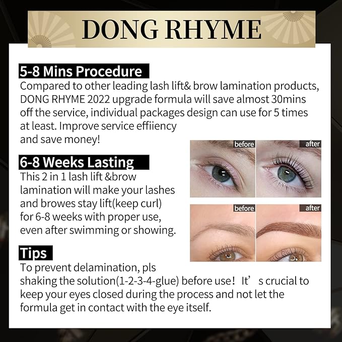 Lash Lift Kit, Sachet Eyelash Perm Kit, 2 In 1 Lash Brow Lamination Kit, Semi-Permanent Eyebrow Eyelash Lifting Curling Perming Professional for Salon DIY at Home by DONG RHYME