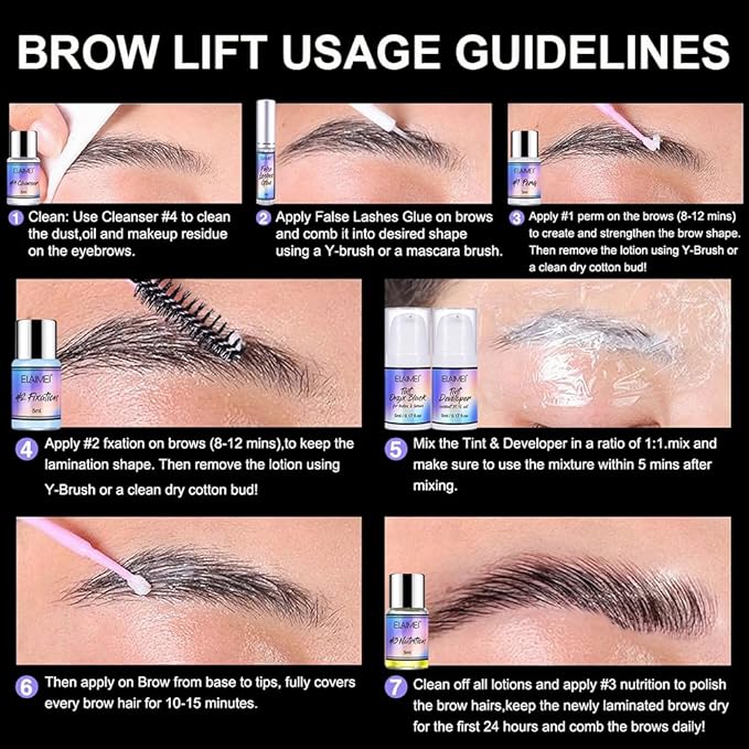 Lash Lift Kit, Brow Color Kit, Professional Eyelash and Eyebrow Perm Kit for Salon & Home Use, Natural Curling, Waterproof, Black, Lasts For 4-6 Weeks, Instruction Manual Include (SET A)