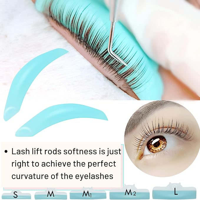Lash Lift Pad, Eyelash Perming Rod, Soft Lash Lamination Curler Shield Mega L curl, 5 Size Pads Fit All Eyes and Lashes, Give Eyelashes Super Curl Never Pops Off Eyes -100 Applications