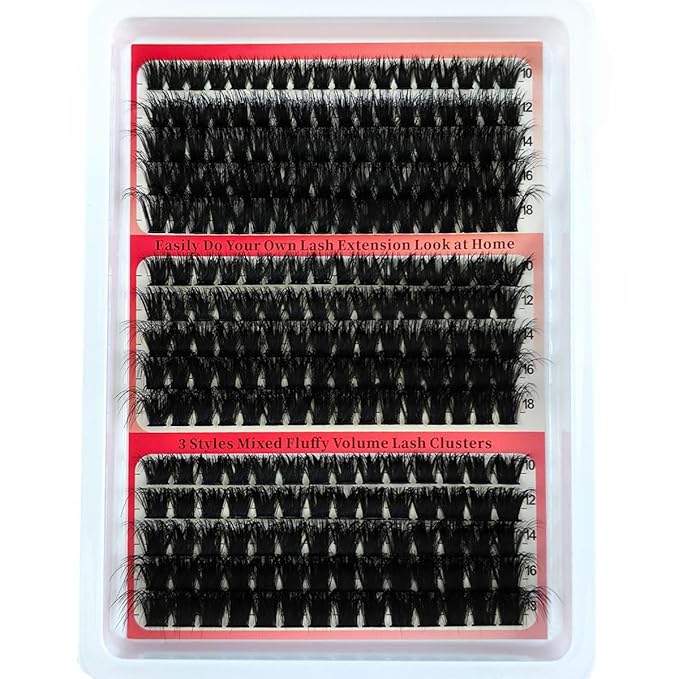 HBZGTLAD Fluffy Cluster Lashes 40D60D80D100D120D Natural Thick Eyelash Clusters D Curl Individual Lashes DIY Eyelashes Extension (240Pcs 100D120D160D)