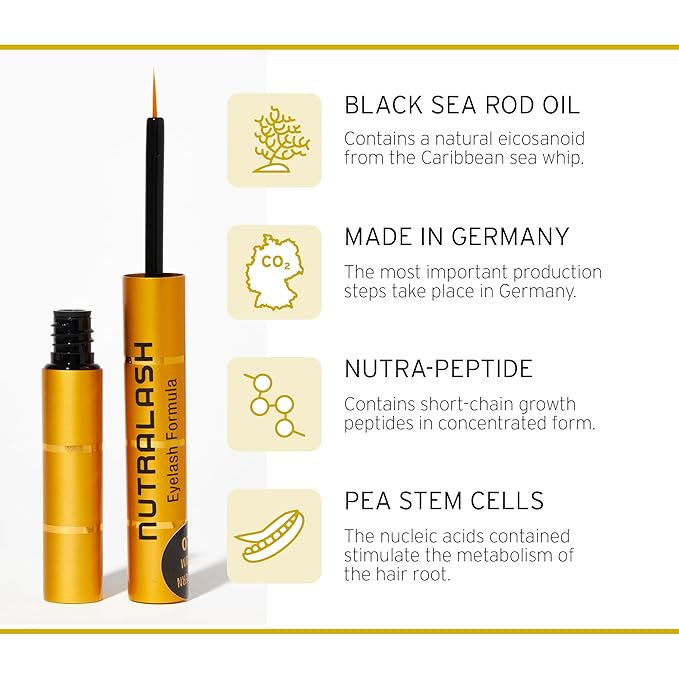 Nutralash Eyelash Formula 2.0 - Eyelash Serum for Longer Eyelashes in Just 6-8 Weeks I Lash Serum I Eyelash Growth Serum I Made in Germany I 1ml