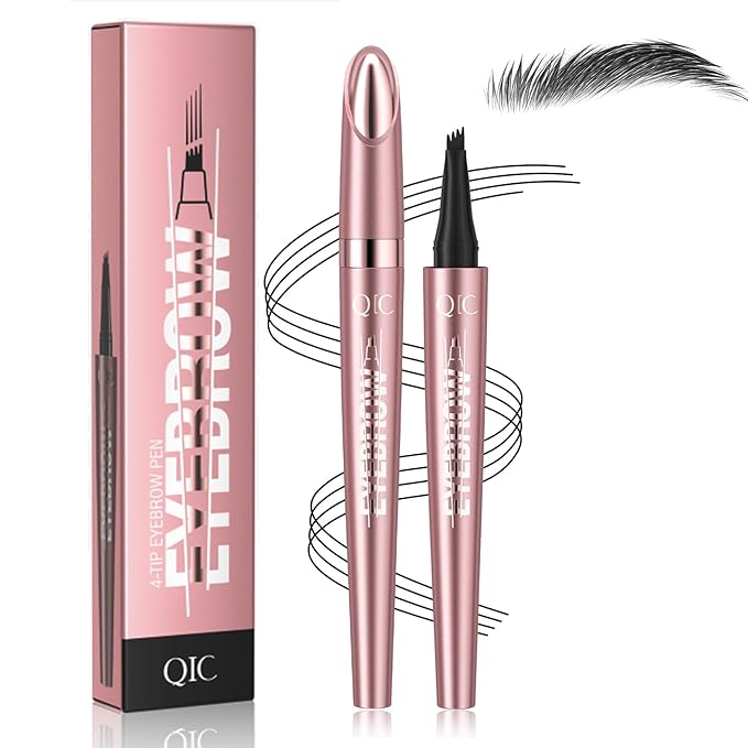 3D Waterproof Microblading Eyebrow Pen,Micro 4 Point Eyebrow Pencil for Women Brown, Long-lasting Natural Smudge-proof Precision Magical Microblade Brow pen (4# Black)