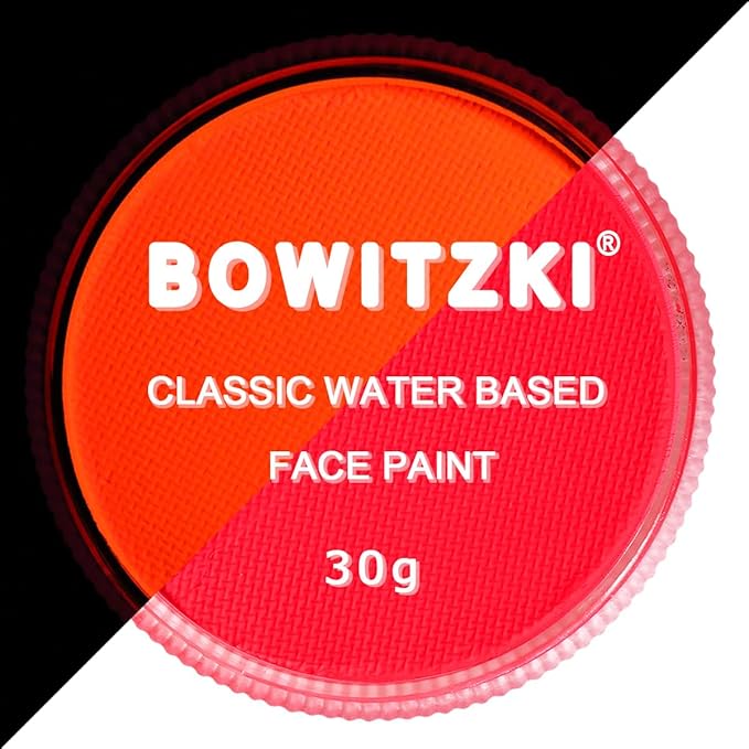 Bowitzki 30g Professional Face Paint Body Paint Water Based Face painting Makeup Safe for Kids and Adults Split Cake Single Color (Neon Red)