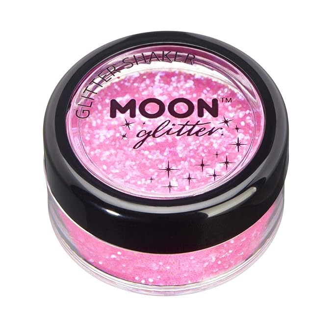 Iridescent Glitter Shakers by Moon Glitter – 100% Cosmetic Glitter for Face, Body, Nails, Hair and Lips - 5g - Pink