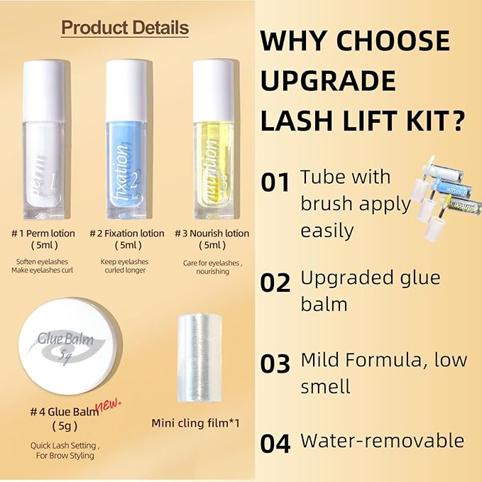 Lash Lift Kit and Brow Lamination Kit, 2 IN 1 Professional Lash Lifting & Eyebrow Lamination Kit with All tools, 6-8 Weeks Long Lasting, Suitable for Salon & Home Use