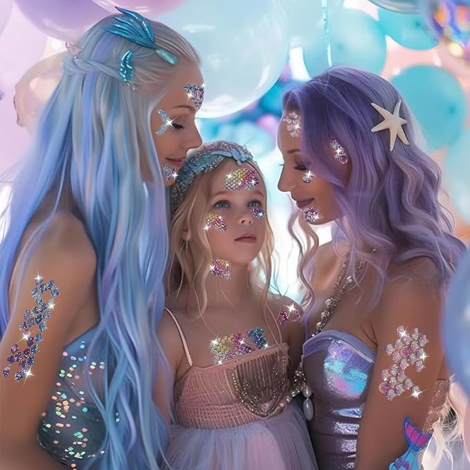 85 PCS Mermaid Scale Temporary Tattoos Stickers Mermaid Themed Tattoos Stickers Party Decoration Supplies Party Favors For Kids Adults
