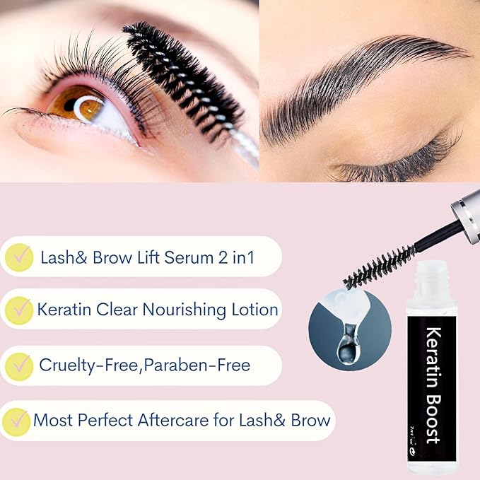 NC Lash Lift Care, Brow Lamination Aftercare Eyelash Perm Nutrition, Treat Burning Eyebrow Save Messy Lash, 8 weeks Keratin Botox Care For and Perm/Lift(7ml) (Clear-lash&brow care)