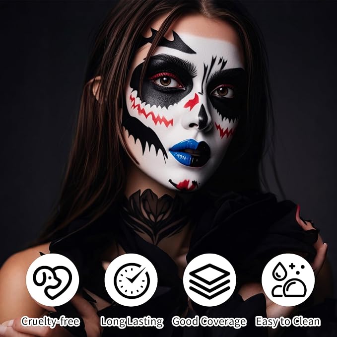 Black Cream-Blendable Face Paint Stick, Portable Eye Black Stick for Sports, Full-coverage Cream Face Paint for Halloween SFX Makeup Cosplay Joker Costume Parties