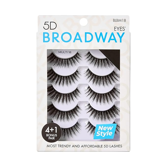 Broadway Lashes Strip False Eyelashes Multipack Fake Eyelashes Natural to Dramatic Look Lash Set 5 Pairs (18)