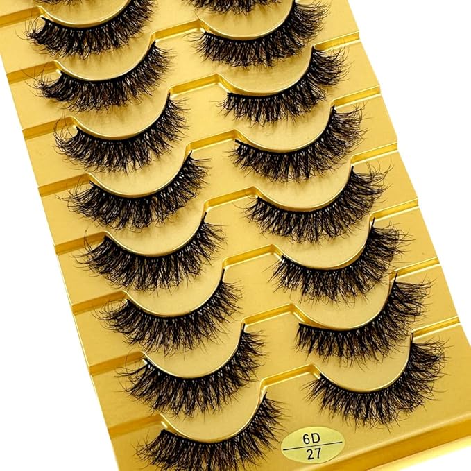 HBZGTLAD Soft Mink Eyelashes 3D Curl Winged End Eye Elongated Fake Lashes Thick Handmade Natural False Eyelash Messy Cross Lash Wholesale (6D27)