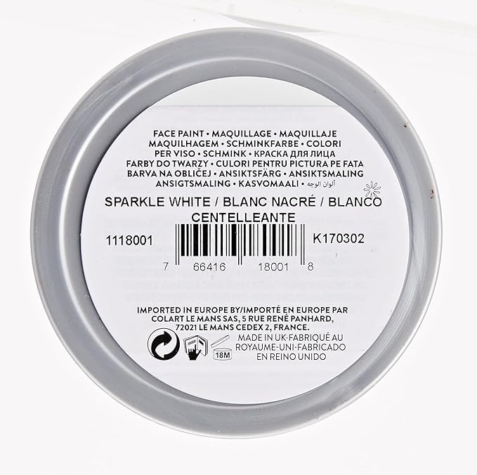 Snazaroo Sparkle Face and Body Paint, 18.8g (0.66-oz) Pot, Sparkle White