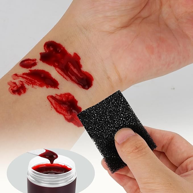 Halloween Coagulated Blood Washable, Realistic Scar Blood Halloween SFX Makeup on the Face/Body, Prefect Zombie Vampire Monster Cosplay Stage Blood Clothes Dress Up