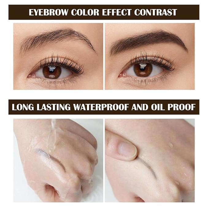 2 Pcs Peel Off Tattoo Eyebrow Gel Set, Natural Color Eye Brow Gel Long-Lasting Waterproof Eyebrow Tattoo, Easy Peel Off Eye Brow Makeup -Up To 3 Days (Dark Brown)