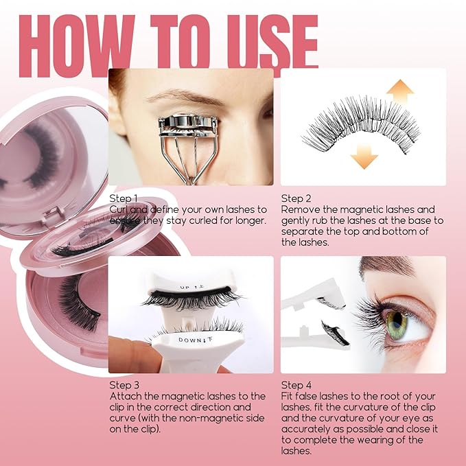 Magnetic Eyelashes, 2 Pairs 2 Style Reusable Magnetic Lashes without Eyeliner, No Glue Needed Natural False Eyelashes Durable Wispy lashes with Applicator By FADVAN (K1+K2)