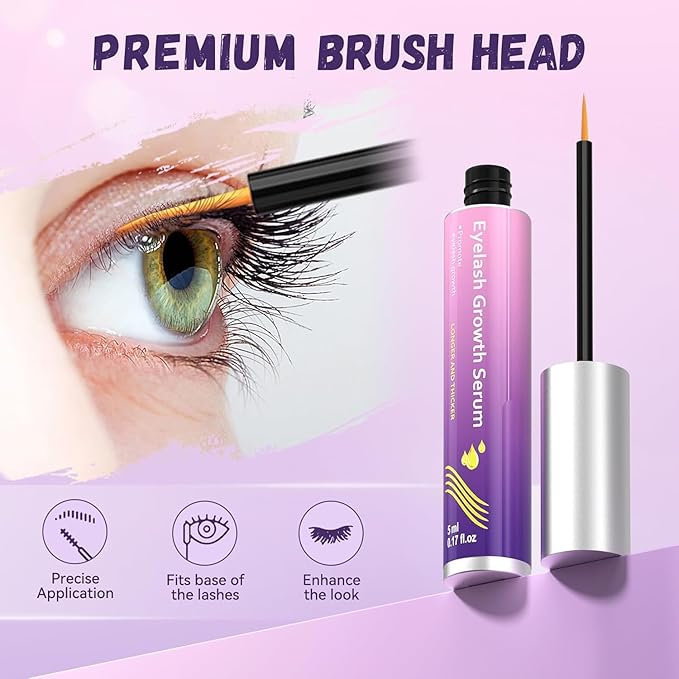 Eyelash Growth Serum, Premium Lash Serum Promotes Longer, Thicker, Fuller,Eyelash Serum Non Irritating (5ml)