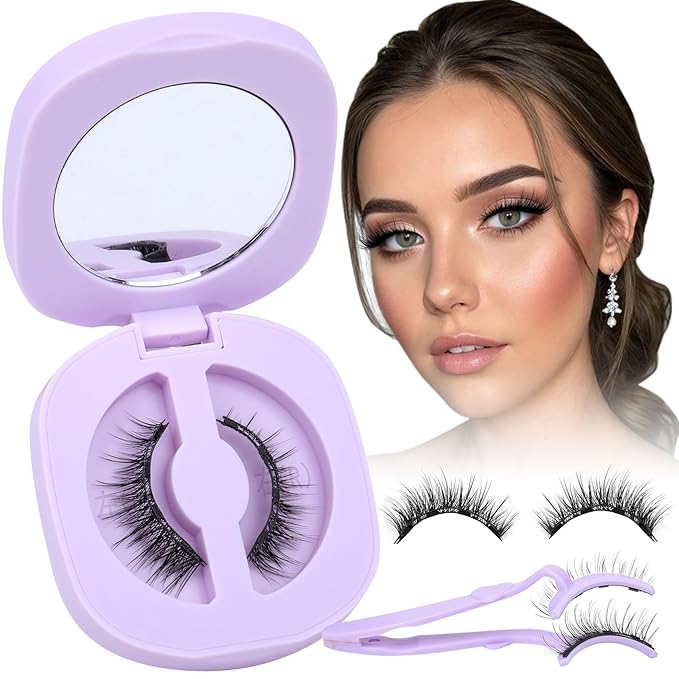 Natural Magnetic Eyelashes with Applicator Reusable Magnetic Lashes without Eyeliner Short No Glue Needed Magnet Lashes Cat Eye Magnet Eyelashes by Zegaine(1 PAIR)