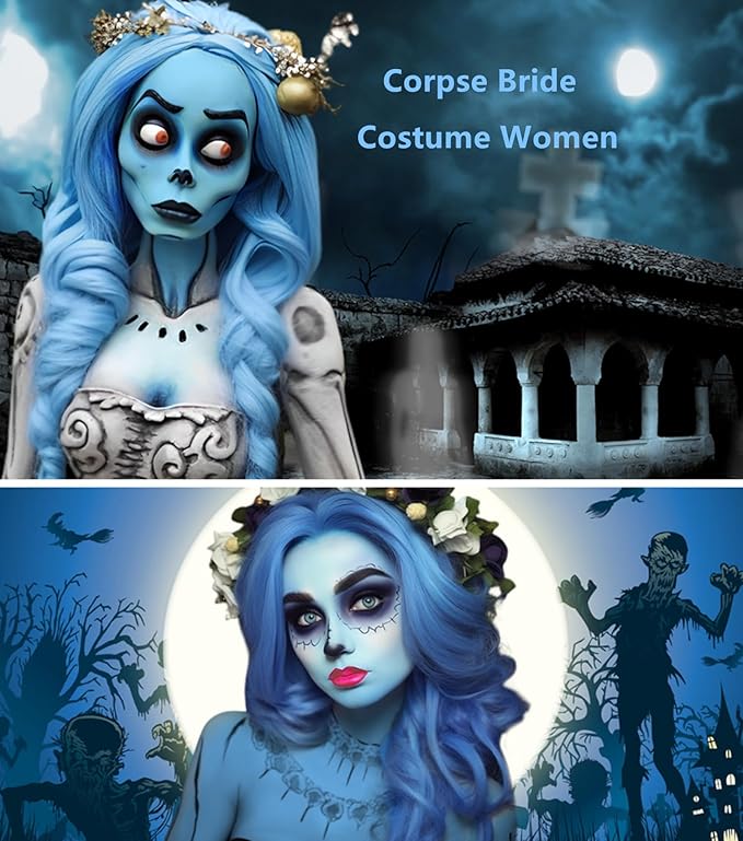 Go Ho Light Blue Face Paint Stick,Water Based Pale Blue Body Paint Washable,Smooth Face Paint Kit,Halloween Cosplay SFX Corpse Bride Sally Makeup