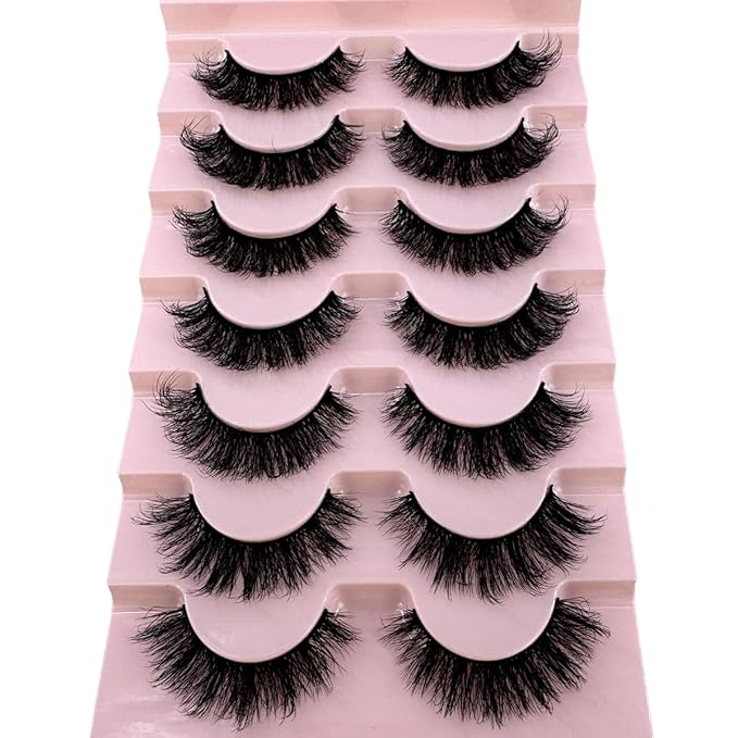 HBZGTLAD New 7 Pairs False Eyelashes Wispy Lashes Natural Look Fake Eyelashes Cat Eye Lashes Faux Mink Fluffy Strip False Lashes Pack (GT-7)