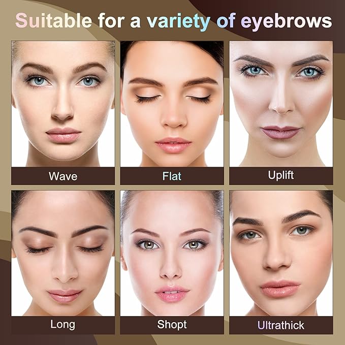 Eyebrow Stamp Stencil Kit – Waterproof Brow Stamp Shaping Kit Eyebrow Definer with 2 Eyebrow Pen Brushes and 10 Eyebrow Buildable Brow Stencils, Natural Shape Brow Powder Makeup Tool (Dark Gray)
