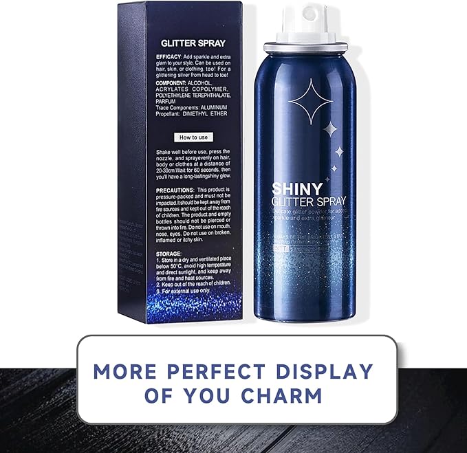 Body Glitter Spray for Hair and Body, Hairspray for Clothes, Long-Lasting Body Shimmer Spray Suitable for Stage, Festival Rave and Makeup Prom 2.11 Fl Oz