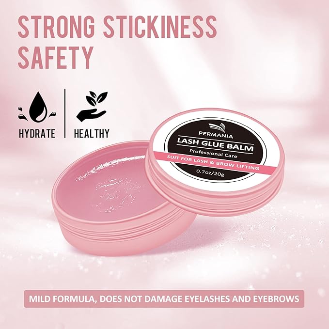 PERMANIA Lash Lift Glue Adhesive, Eyelash Lifting Balm Glue,0.71oz/20g Strong Viscosity and Water Solubility for Eyelash Perm Kit (Rose)