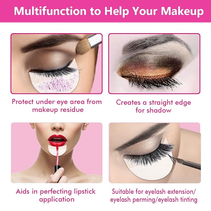 TailaiMei 300 Pcs Eyeshadow Shields, Eyeshadow Stencil for Prevent Makeup Residue, Lint Free Gel Pad for Eyeliner, Eyelash Extensions and Lip Makeup