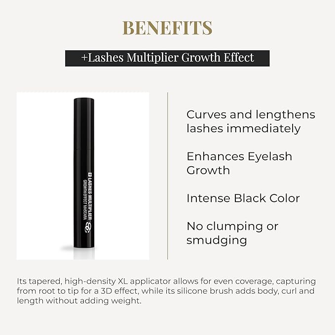 SALERM - Mascara - +Lashes Multiplier - 9 ml - Curls and Lengthens Lashes - No Clumping - Enhances Lash Growth - Intense Black Color